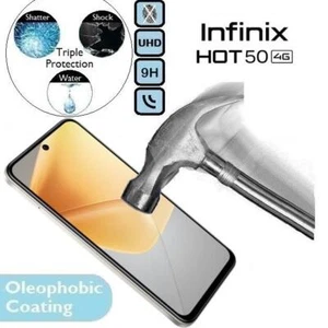 100% Genuine Tempered Glass 9H Screen Protector (Hot50) For Infinix Hot 50 4G - Picture 1 of 2