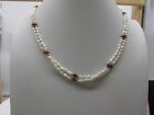 Stunning Vintage Freshwater Rice Pearl & Amethyst Beaded Necklace 18" Long #55g