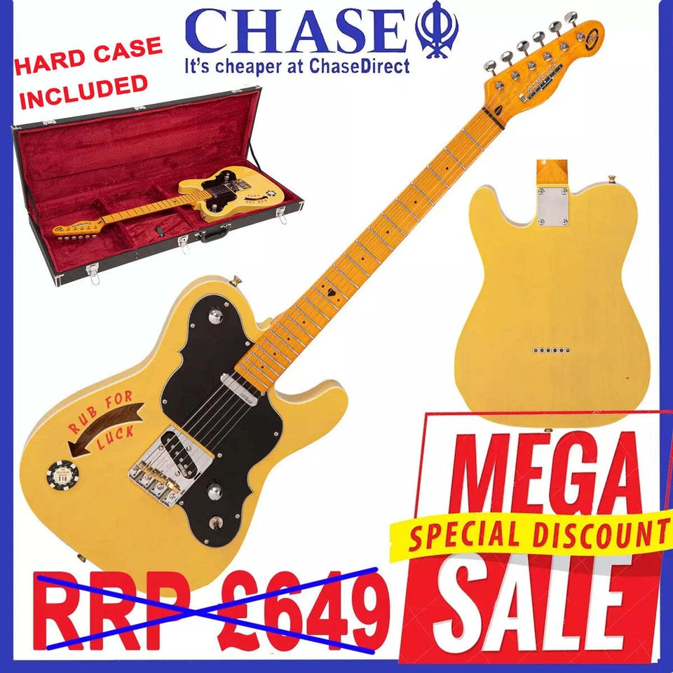 Vintage Electric Guitar JDV28 Joe Doe 'Gambler' in Butterscotch-