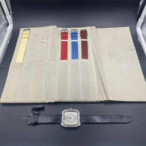 Lucien Picard Women’s White Swarovski Crystal Watch Genuine Leather IMMACULATE - Picture 1 of 6