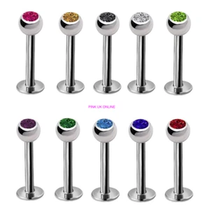 Labret Bars Tragus Bar Monroe Lip Nose Stud Ear Cartilage Helix Piercing CZ Gem - Picture 1 of 2