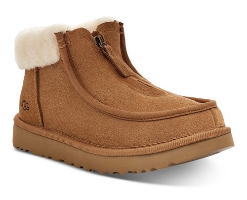 Stivaletti da donna nuovi con scatola UGG® Funkarra con polsini e zip per stagioni fredde taglia 7 castagno nrl