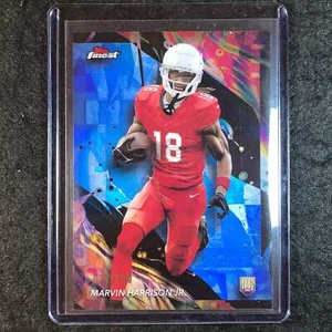 2024 Topps Finest NFL MARVIN HARRISON JR. Rookie Base Blue Refractor 27/150 #189 - Picture 1 of 1