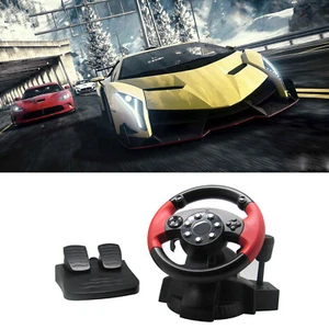 Gaming Racing Simulator Vibration PC Steering Wheel & Pedals Set For PS3 / PS2 - Picture 1 of 12