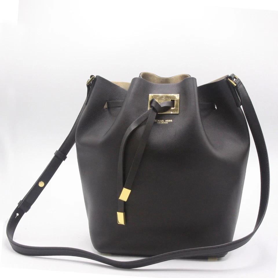 Michael Kors Miranda Large Drawstring Messenger Bag Black Genuine Leather  NWT - Image 1 of 4