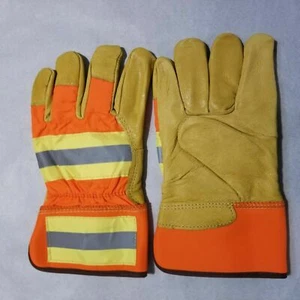 4 PR *NEW* Insulated Hi Vis Memphis Luminator™Leather Gloves Safety GREAT VALUE - Picture 1 of 5