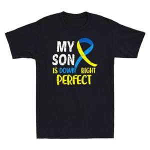 Down Syndrome Awareness Shirt My Son is Down Right Perfect Vintage Men's T-Shirt - Picture 1 of 8
