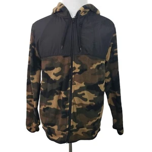Athletech Mens Hooded Fleece Jacket Coat Size Medium Camouflage Zip Up - Picture 1 of 13