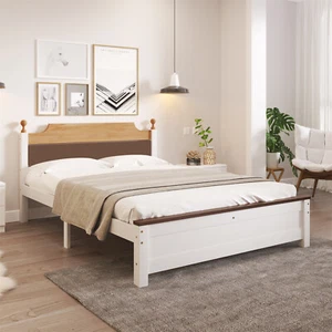 Holzbett 140x200 cm Bettgestell mit Lattenrost Massivholzbett Seniorenbett Weiß - Bild 1 von 11