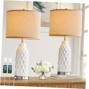 27.5" Ceramic Table Lamp Set of 2 for Living Room, 3 Way Dimmable Touch - Picture 1 of 7