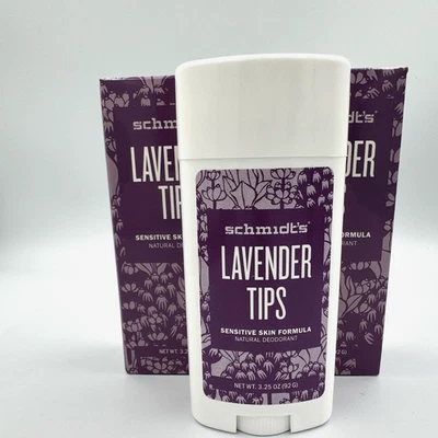 Schmidt's Lavender Tips pele sensível desodorante natural bastão 3,25 oz lote de 3 - Imagem 1 de 2