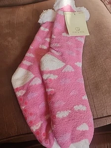 Socks Pink Sherpa Lined Sock Ivory Ella Pair Socks 9-11 - Picture 1 of 4