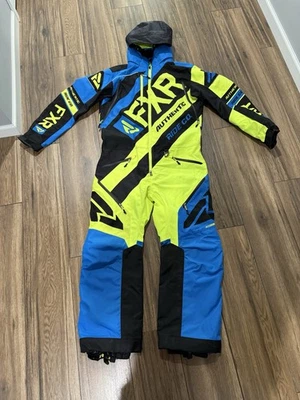 Traje de moto de nieve FXR azul amarillo impermeable sin aislamiento con capucha Foto 1 de 3
