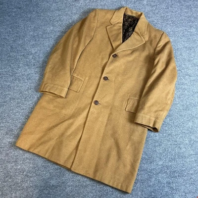 Emack's Men's Store Coat Mens Large Camel 100% Cashmere Overcoat 3 Button Lined - Image 1 of 4