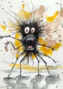 NEW! ACEO watercolour and pen Original Painting A Spider Painting - Picture 1 of 1