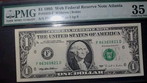 1995 $1  Web Press Banknote Fr 1923-F Vf 35 EPQ - Picture 1 of 2