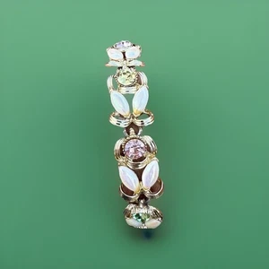 B.S.K. Armband Pastell Strass irisierende Blattsteine goldfarben VINTAGE! sep25 - Bild 1 von 10