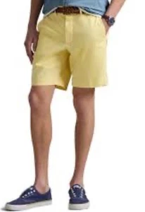 Pantalones cortos de sarga delanteros planos amarillos Chaps para hombre talla 38 - Imagen 1 de 11