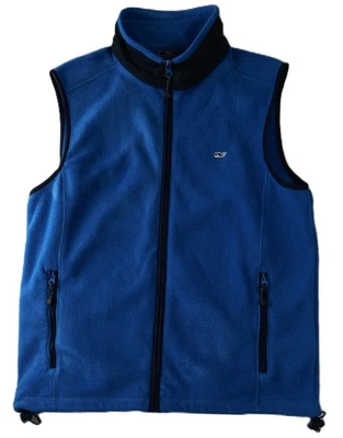 Vineyard Vines Mountain Fleece Vest Jacket Mens M BLUE Full Zip Pockets Whale - Image 1 of 4