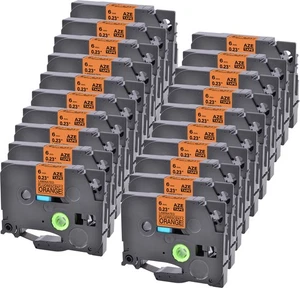 20PK Compatible with Brother PTouch Tze Tz B11 Fluorescent Orange Label Tape 6mm - Picture 1 of 10