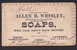 1884 Anzeigenpostkarte Allen B Wrisley Seifen Parfums Chicago IL nach Detroit Mi - Bild 1 von 2