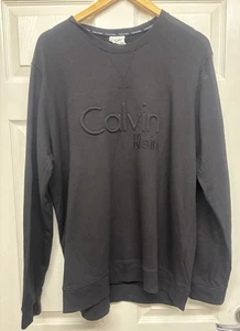 Calvin Klein Y2k Black Embossed Jumper (Size XL ) 100% Cotton Lightweight - Picture 1 of 7