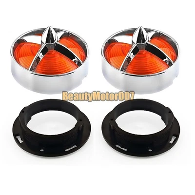3 1/4" Turn Signal Light Cover Amber Lens Trim For Harley Touring Road Glide Foto 1 de 4