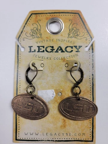 LSU Tigers Oval Vintage Antique Bronze Earrings Dangle Legacy Cover