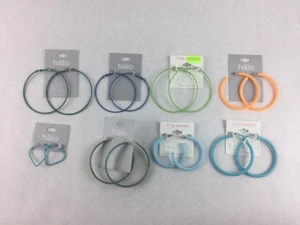 Costume Fashion Earring Lot 8 Hoop Jewelry Metal Plastic Blue Orange Green - Picture 1 of 3