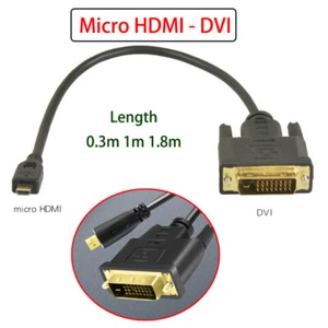Cable Adaptador Micro HDMI a DVI para Monitores de Computadora PC Longitud 0.3m 1m 1.8m - Imagen 1 de 5
