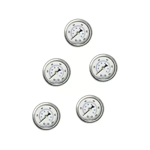 5 PACK LIQUID FILLED PRESSURE GAUGE 0-1000 PSI, 1.5" FACE, 1/8" NPT BACK MOUNT - Picture 1 of 3