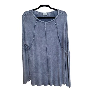 143 Story by Line Up Mineral Wash Tunic Top SZ Medium Ribbed Knit Drop Shoulder - Picture 1 of 4