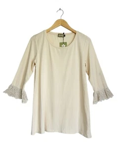 Beh... Ida-Clair Maglione Donna Scollo Scoop Tunica in Crema - Taglia S - Nuovo con etichette - Foto 1 di 6