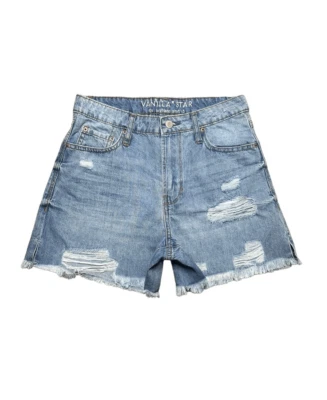 Pantalones Cortos Denim Vanilla Star Juniors 5 Tiro Alto Años 90 Boyfriend Grunge Envejecidos Foto 1 de 4