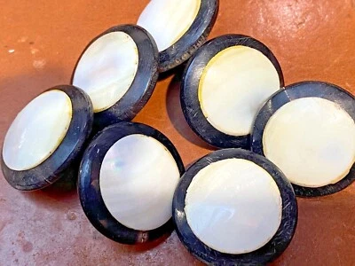 vintage buttons 25pcs bone black pearl  1 1/8" Czechoslovakia Clearance Sale - Image 1 of 4