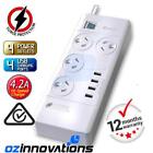Sansai Power Board 4 Outlet Socket 4 Usb Charging Charger Port Surge Protector