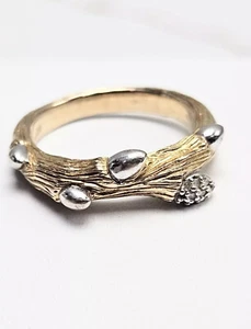 Stephen Dweck Diamond Sterling Gold Vermeil Fortuna Branch Ring | Retail $1000 - Picture 1 of 5