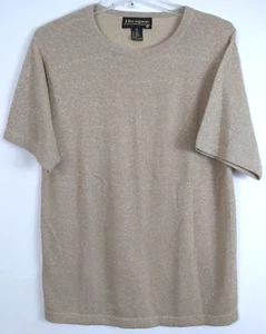 Maglione Lisa Originals donna M Shrt Slv oro cotone metallizzato blnd ottime condizioni - Foto 1 di 6