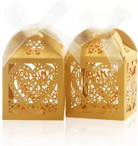 Laser Cut Boxes, 100Pcs Thank You Gift Boxes Wedding Party Favor Boxes Lace C... - Picture 1 of 1