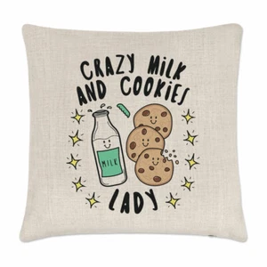 Crazy Milk And Cookies Lady Stars Cushion Cover Pillow Funny Food Chocolate - Picture 1 of 1