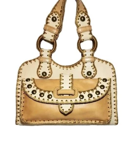 ISABELLA FIORE STITCH IN TIME COLOR BLOCK CROCHET TRIM LEATHER HANDBAG NWOT $495 - Picture 1 of 23