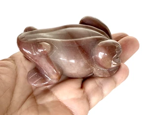 Hand Carved & Polished Natural Jasper Frog in Lavender/Purple 3" Long - Picture 1 of 9