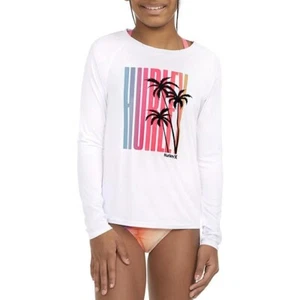 Hurley Kids Long Sleeve UPF Swim Top Size 4 White - Picture 1 of 4
