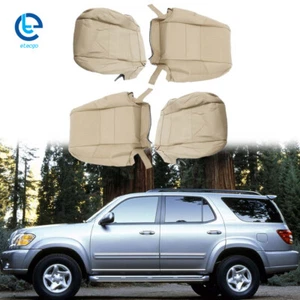 Front Seat Cover For 2000-2007 Toyota Sequoia Driver Passenger Bottom Top Tan - Imagen 1 de 14