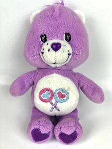 2002 Care Bears 8" Share Bear Plush Stuffed Toy Lollipop Purple Bear - Picture 1 of 4