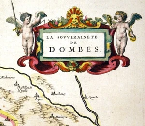 c. 1635 MAPA ORIGINAL BLAEU DE LA REGIÓN VINÍCOLA DE DOMBES, FRANCIA - COLOR ORIGINAL A MANO - Imagen 1 de 7