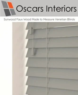 Sunwood Faux Wood Premium Made to Measure Venetian Blinds in over 10 Colours. - Image 1 of 4