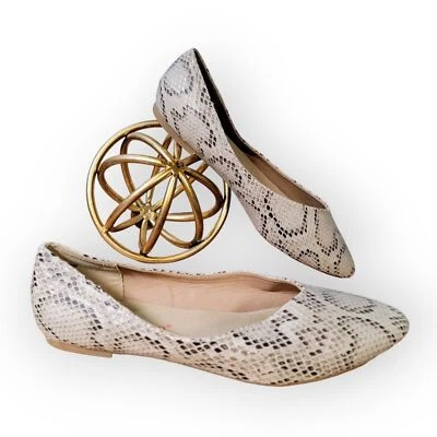 Jellypop Donnica змеиная кожа печать заостренный носок балетки размер 9 повседневная обувь - Изображение 1 из 4