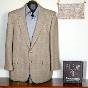 Bill Blass Sport Mantel Herren 40R beige kariert leicht strukturiert halb gefüttert - Bild 1 von 9