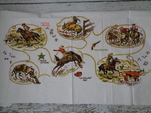 Vintage STEVENS UTICA MOHAWK Cowboy Western Flat Sheet Twin Cotton NEW - Picture 1 of 10